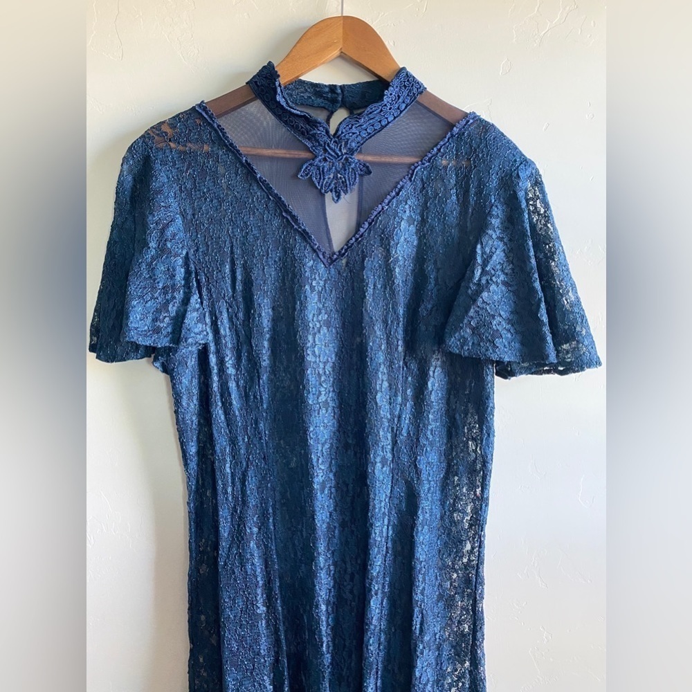 Vintage Dawn Joy Fashion - Navy Blue Lace dress - Picture 2 of 16